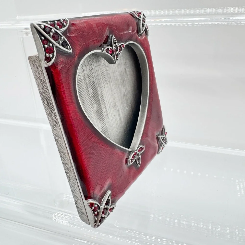 Jay Strongwater Red Enameled Mini Picture Frame Heart Square 3